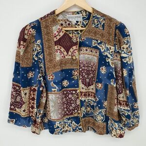 VTG 90s Jessica Howard Floral Patchwork Maximalism Jacket Blazer Boho Size 20